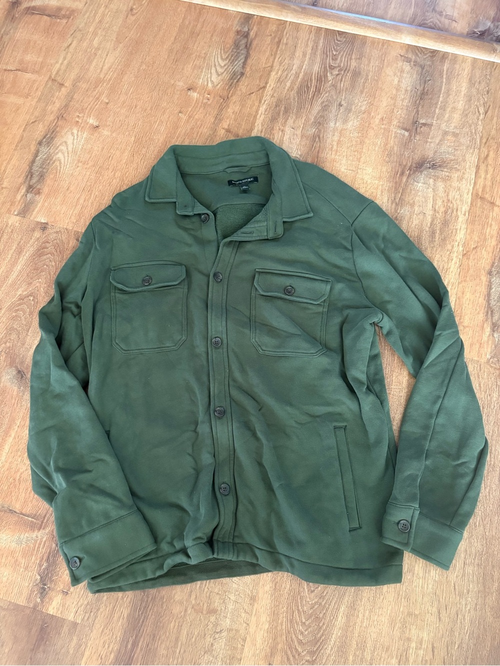 Men's Olive Green Banana Republic Fleece Button-Up Shirt Jacket